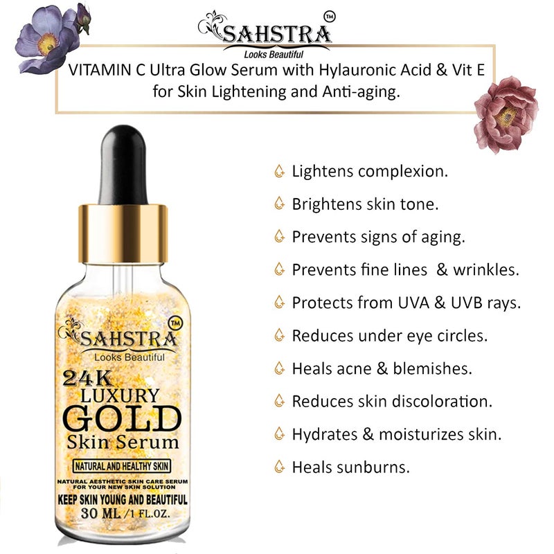 SAHSTRA SAHSTRA 24K Gold Face Serum for Skin Booster Women Men 30Ml  - Image 4
