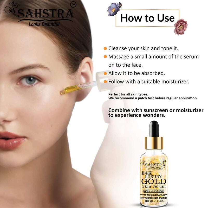 SAHSTRA SAHSTRA 24K Gold Face Serum for Skin Booster Women Men 30Ml  - Image 2