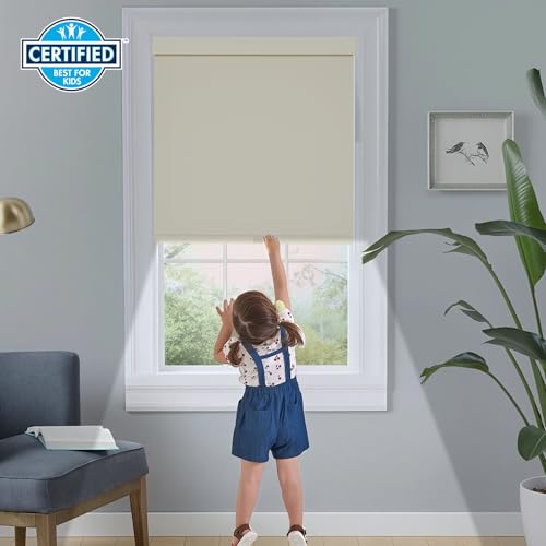 Persilux Blackout Roller Blinds for Indoor Windows, Cordless Roller Shades with Valance, Thermal Insulated Fabric Window Shades & Blinds, UV Protection Shades for Home and Bedroom (Beige,22"W x 72"H) - Image 5