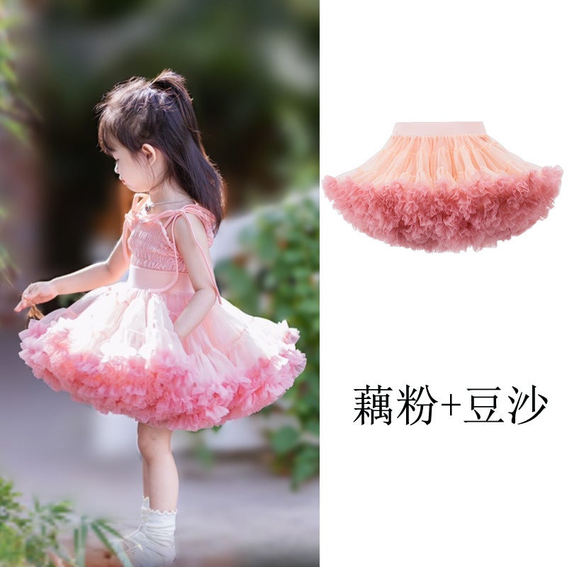 Second Generation Girls tutu Skirt Macaron Childrens tutu Skirt Girls Skirt Rabbit Rabbit Skirt Chug Small and Medium-sized Childrens Hair Rose Rainbow  - Image 2
