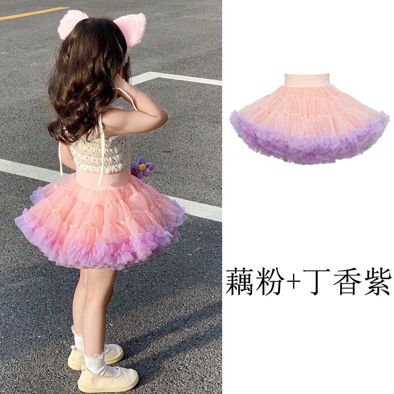 Second Generation Girls tutu Skirt Macaron Childrens tutu Skirt Girls Skirt Rabbit Rabbit Skirt Chug Small and Medium-sized Childrens Hair Rose Rainbow  - Image 3