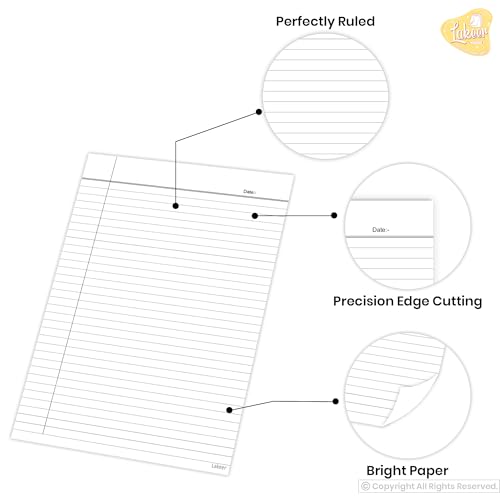 Lakeer A4 Single Side Ruled Paper - 100 GSM Thick Paper, Pack of 100 Sheets | Ideal for Projects, Assignments, Practicals, and Homework (White) - Image 4