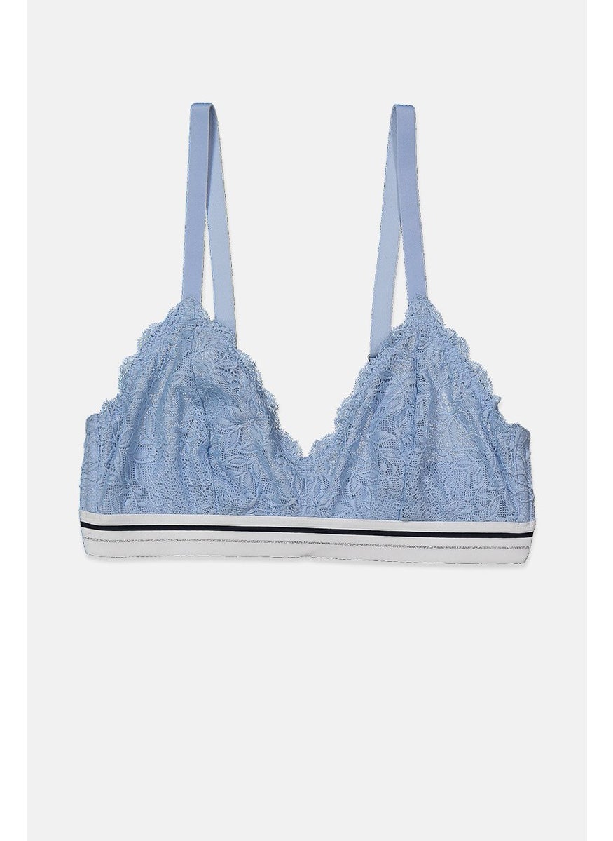 Tchibo Women Non Wire Non Padded Lace Soft Bra, Blue  - Image 1