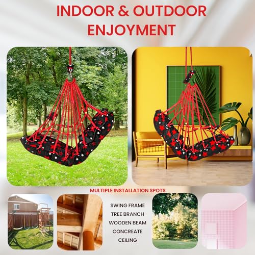 BOFFLE® Cotton Swing Chair for Kids Baby's Children Folding and Washable1-3 Years with Safety Belt/Home,Garden Jhula for Babies|Swing for Kids | Seat and Back Side 16x16 inch - Image 3