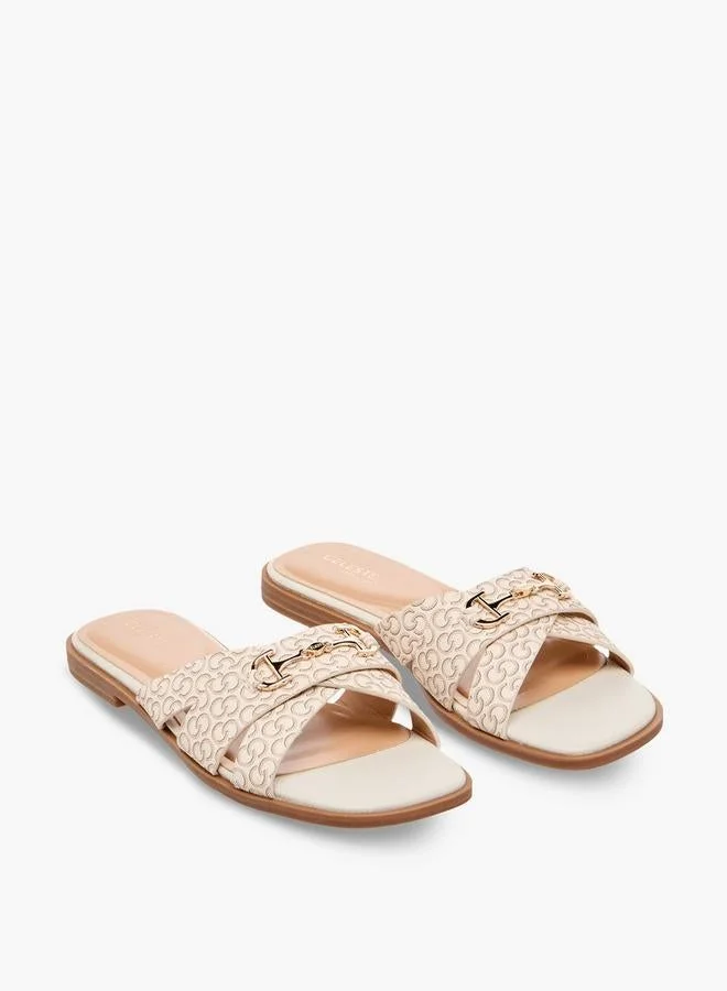 Celeste IVORY Women Printed Cross Strap Sandals for Women | Best Price UAE