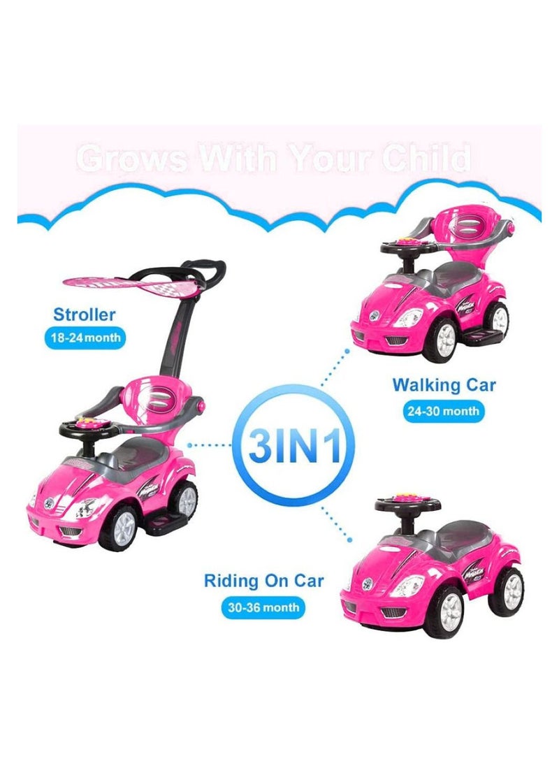 FACTUAL TOYS Factual Toys - Megacar Canopy Kids 3-in-1 Push Car - Pink  - Image 3