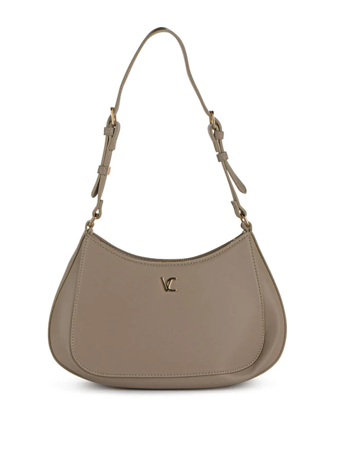Vincci Women Solid Hobo Bag With Detachable Strap And Zip Closure