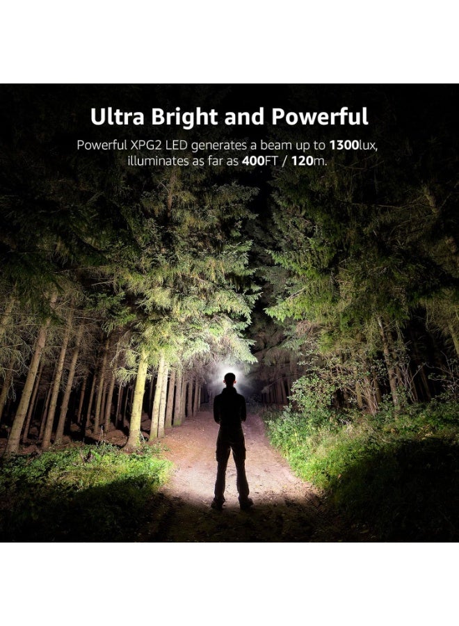 DEXO مصباح رأس LED قابل لإعادة الشحن ومقاوم للماء – 1200 لومن ضوء ساطع مع مستشعر لمغامرات التخييم، الصيد والطوارئ، جسم ABS قابل للتعديل، مدة تشغيل 12 ساعة - Image 3