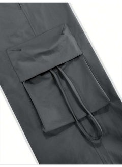 Maniac Mens Solid Dark Grey Polyester Nylon Fabric Cargo Pant  - Image 5