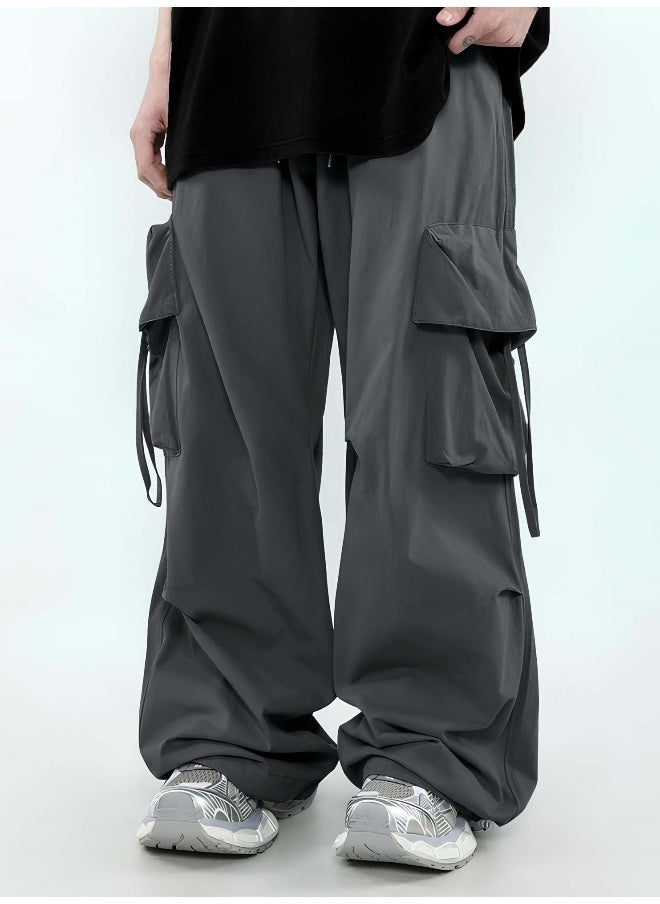 Maniac Mens Solid Dark Grey Polyester Nylon Fabric Cargo Pant  - Image 2