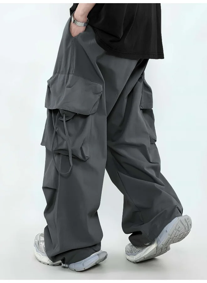Maniac Mens Solid Dark Grey Polyester Nylon Fabric Cargo Pant