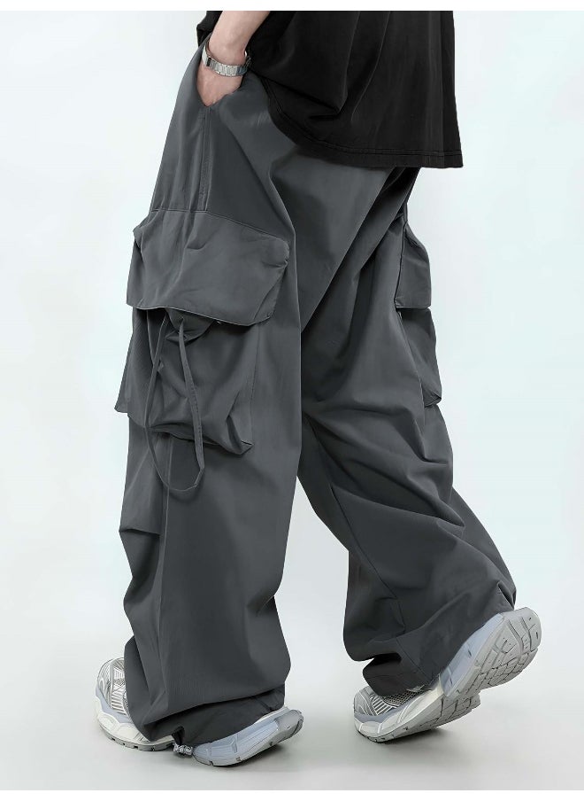 Maniac Mens Solid Dark Grey Polyester Nylon Fabric Cargo Pant  - Image 3