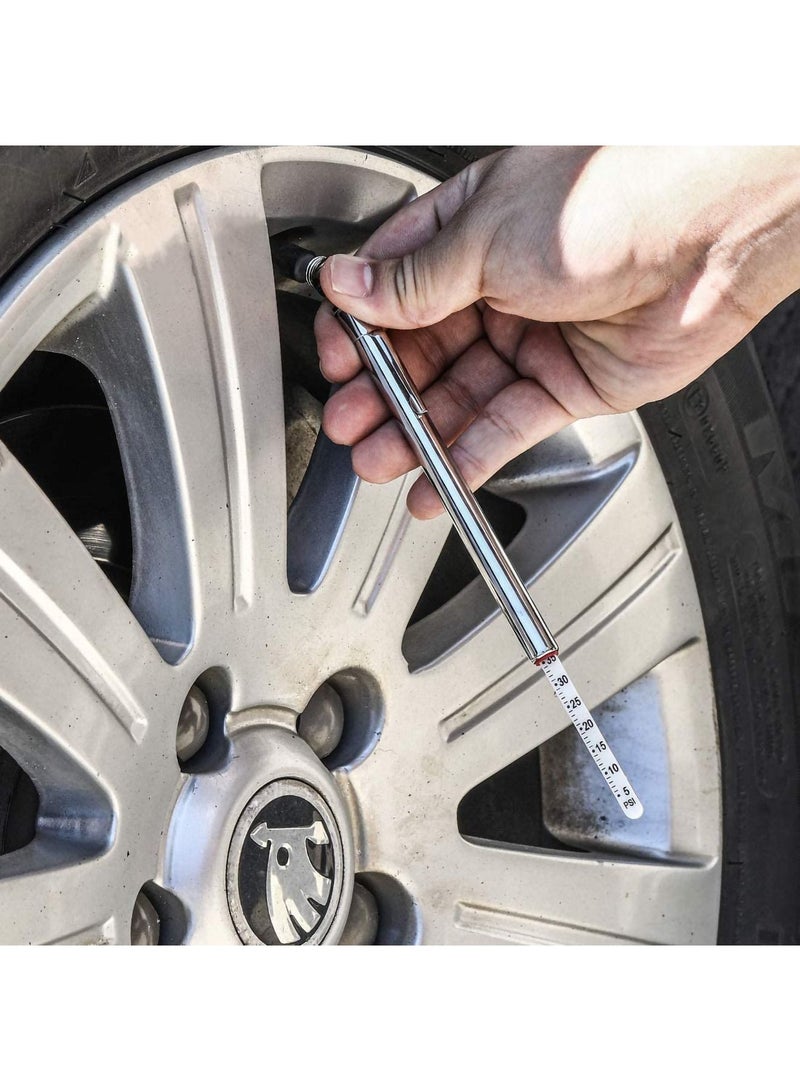 MUNTAQI 50 Psi Pencil Tire Pressure Gauges 2 Pack , Ntegrated Deflator Valve, Chuck, and Abs Indicator Bar - Image 2