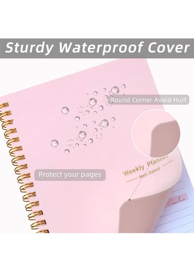Undated Weekly Goals Notebook, To Do List Planner with Spiral Binding, PinkUndated Weekly Goals Notebook, To Do List Planner with Spiral Binding, Pink - Image 2