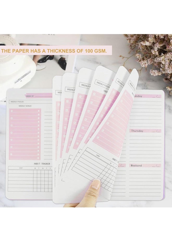 Undated Weekly Goals Notebook, To Do List Planner with Spiral Binding, PinkUndated Weekly Goals Notebook, To Do List Planner with Spiral Binding, Pink - Image 3