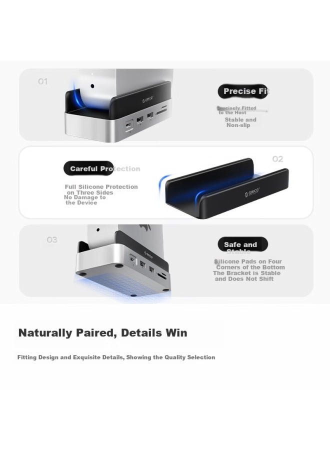 Orico Macmini M4 Expansion Dock Base Converter Storage Expansion Vertical Stand Accessory M.2 Hard Drive Enclosure Desktop Expansion Dock Minidock Built-in Expandable Ssd-1t