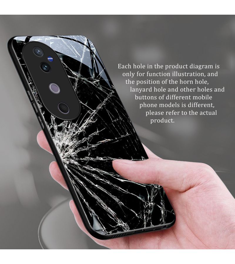 Luxury Glass Hard Cover for Vivo T3 Ultra Phone Case Mixed Color 1 PC Plus Glass Protective Casing Screen Shattering Texture Pattern Intact Glass - Image 2