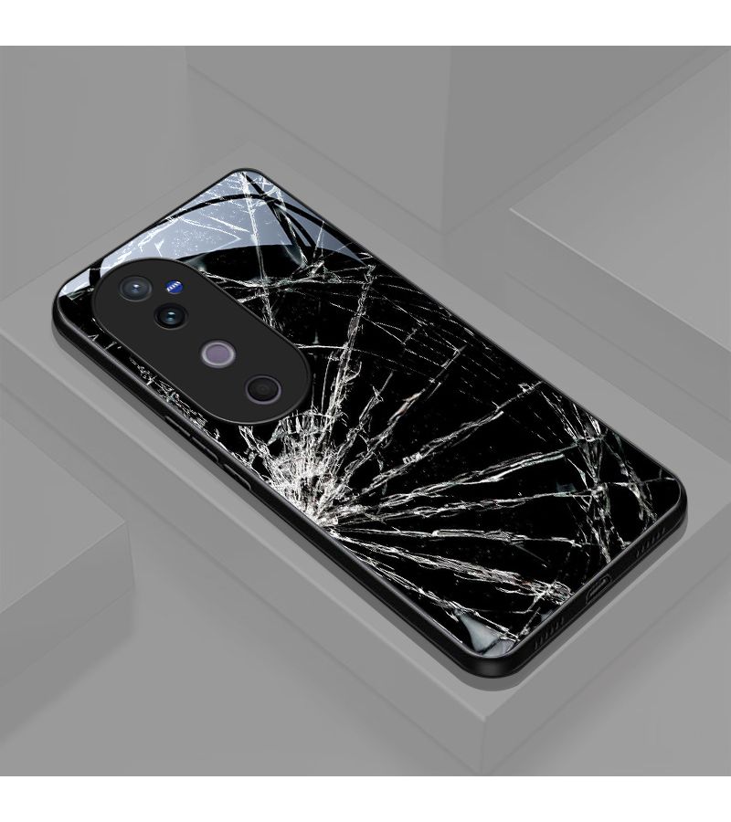 Luxury Glass Hard Cover for Vivo T3 Ultra Phone Case Mixed Color 1 PC Plus Glass Protective Casing Screen Shattering Texture Pattern Intact Glass - Image 1