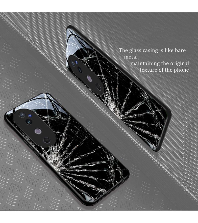 Luxury Glass Hard Cover for Vivo T3 Ultra Phone Case Mixed Color 1 PC Plus Glass Protective Casing Screen Shattering Texture Pattern Intact Glass - Image 5