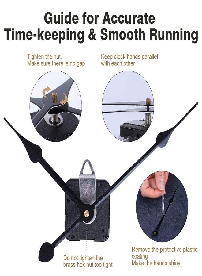 EMOON High Torque Movement Mechanism with Extra-Long 11 1/8 Inch Spade Hands, Quartz Motor Kit for Custom Repair, Total Shaft Length 7/8 Inch (Black) - Image 5