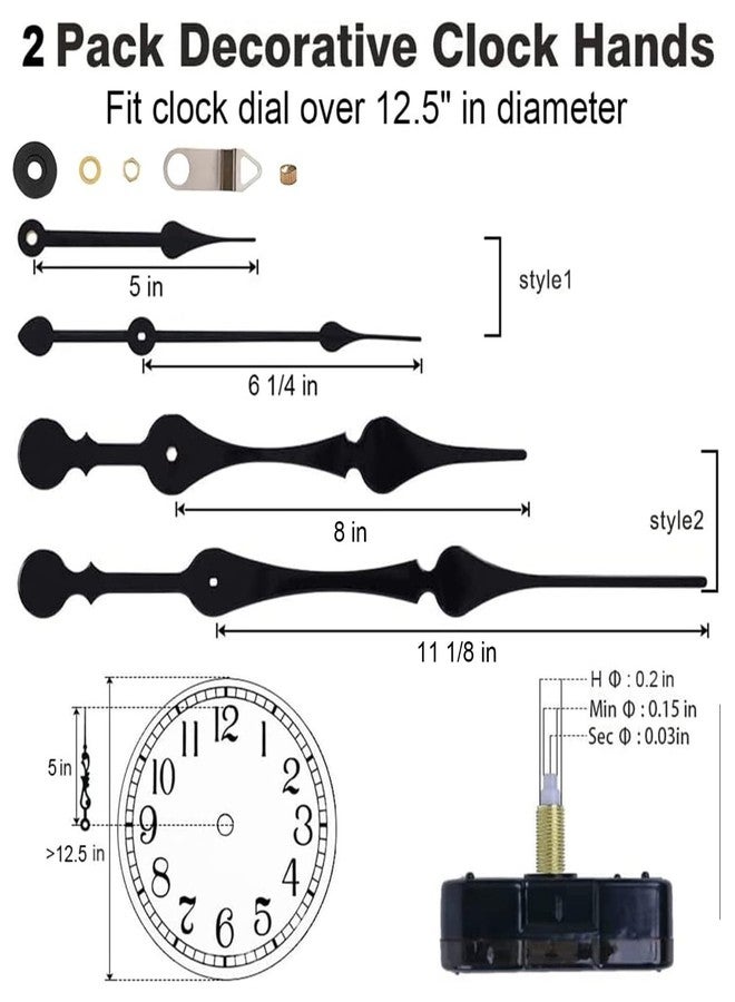 EMOON High Torque Movement Mechanism with Extra-Long 11 1/8 Inch Spade Hands, Quartz Motor Kit for Custom Repair, Total Shaft Length 7/8 Inch (Black) - Image 3