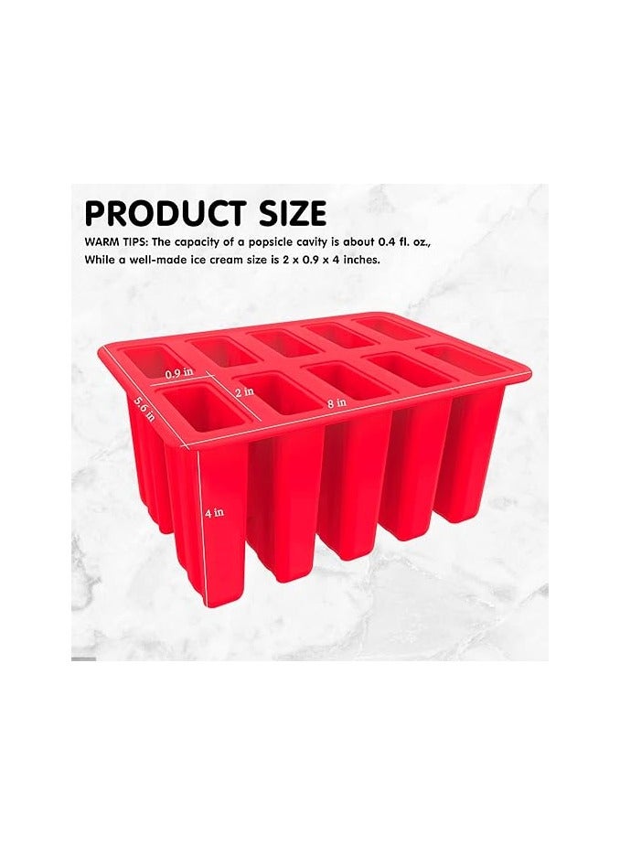 Homemade Popsicle Molds Shapes, 10PCS Silicone Ice Pop Maker Non-BPA, with 50 Sticks, 50 Bags, 10 Reusable Sticks, Funnel, Brush and Ice Pop Recipes - Image 4