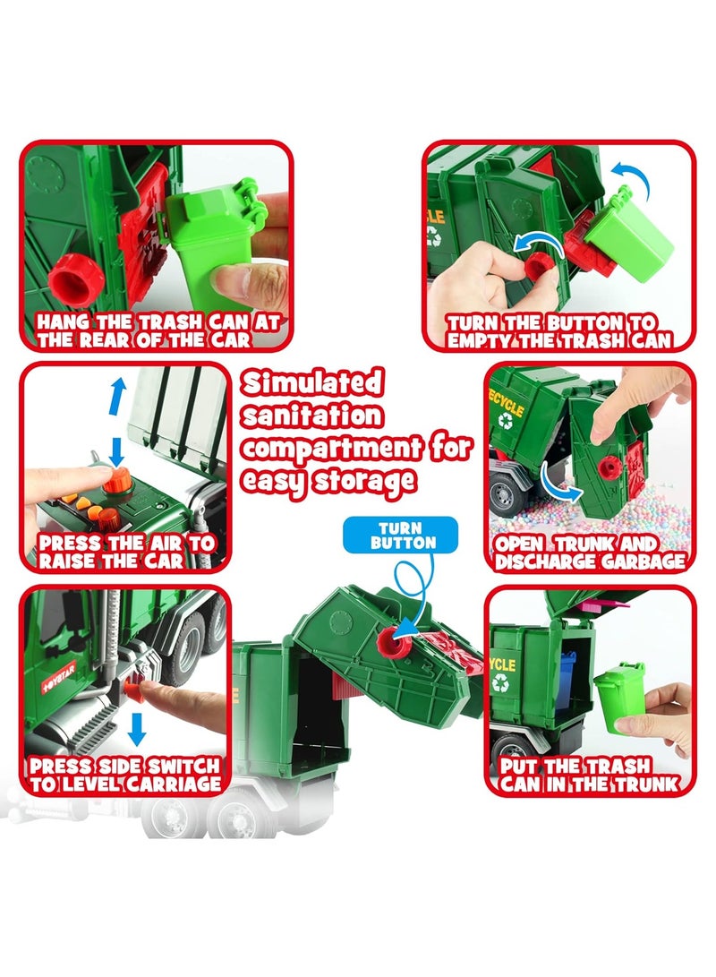 Loquat Engineering Trash Vehicle Truck With Lights and Sounds Inertia Car Garbage Recycling Truck Toy Set - Image 3