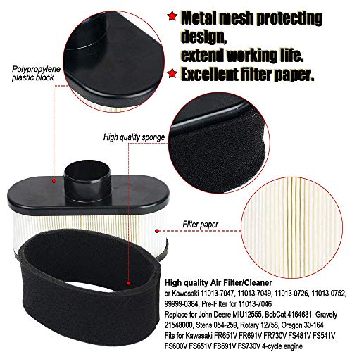 HIFROM Air Filter with Pre Filter Replacement for Kawasaki FR651V FR691V FR730V FS481V FS541V FS600V FS651V FS691V FS730V 4-Cycle Engine 11013-7047 11013-0752 11013-7046 - Image 4