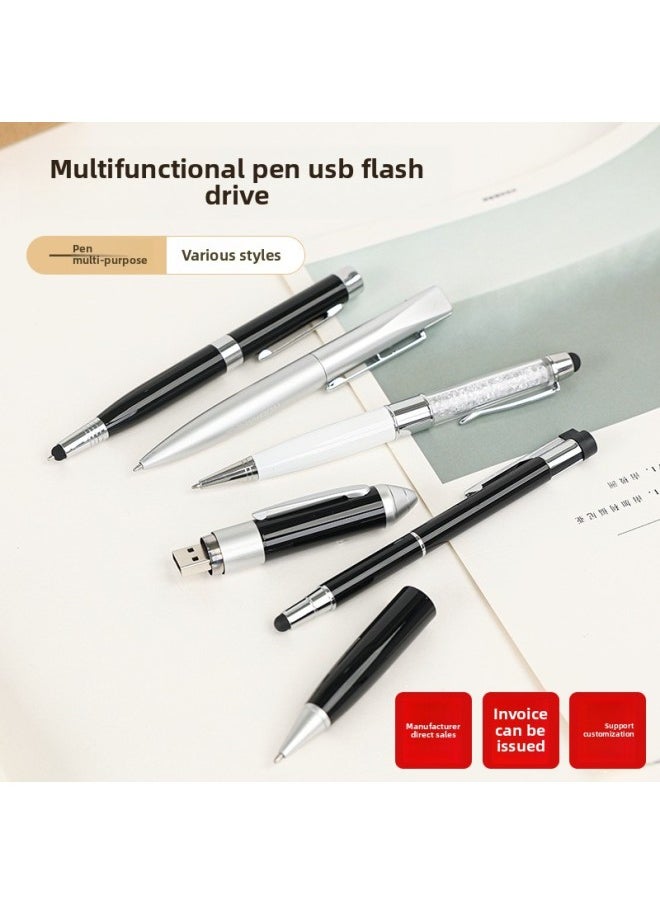 Metal Touch U Disk Pen USB Carving LOGO Creative Gift Annual Meeting Gift Signature Pen Multi-function Pen-Color:Large Pen Clip-on Usb Flash Drive-Capacity:8GB  - Image 3