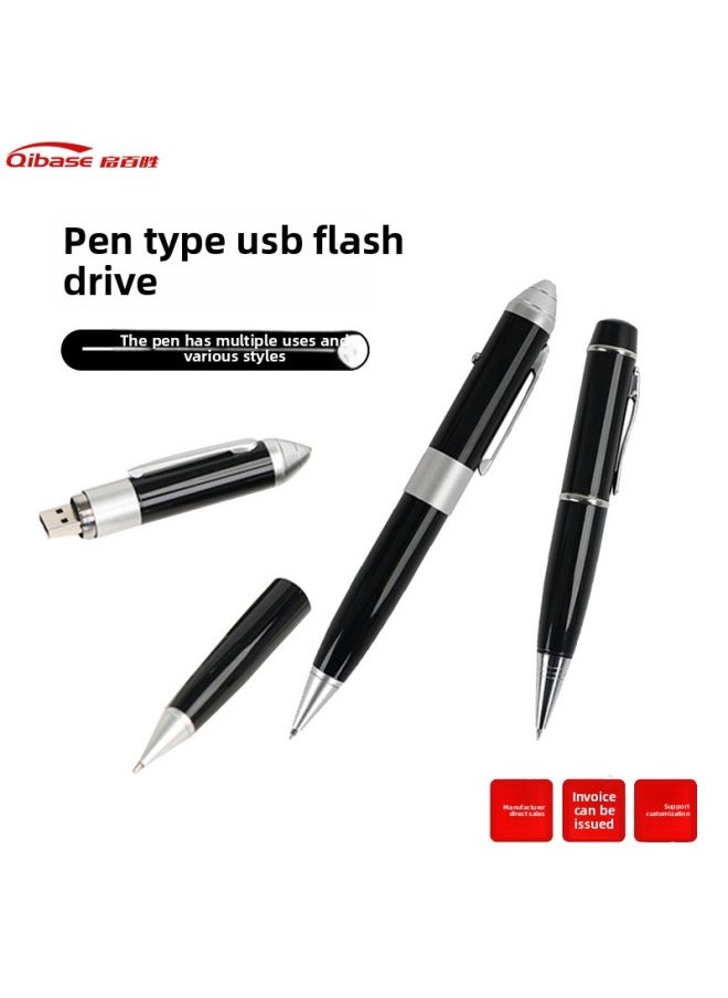 Metal Touch U Disk Pen USB Carving LOGO Creative Gift Annual Meeting Gift Signature Pen Multi-function Pen-Color:Large Pen Clip-on Usb Flash Drive-Capacity:8GB  - Image 2