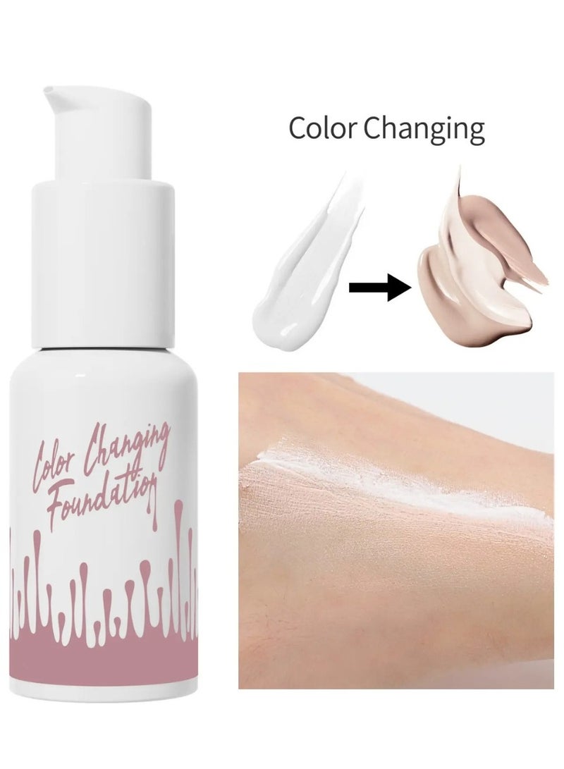 HelloKiss Color Changing Foundation Natural Temperature Color Changing Full Coverage Liquid Foundation Makeup Long Lasting Waterproof Sweatproof Moisturizing Liquid Cover Concealer 30ml - Image 5