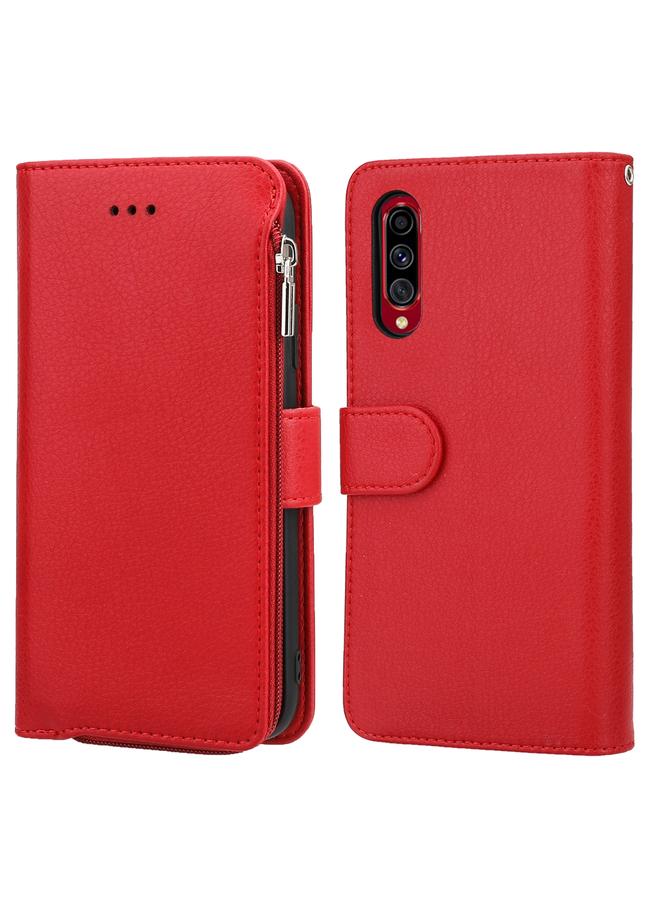 اس-توب جراب لهاتف Samsung Galaxy A70s مصنوع من الجلد بسحاب من الألياف الدقيقة مع إمكانية التقليب الأفقي - Image 1