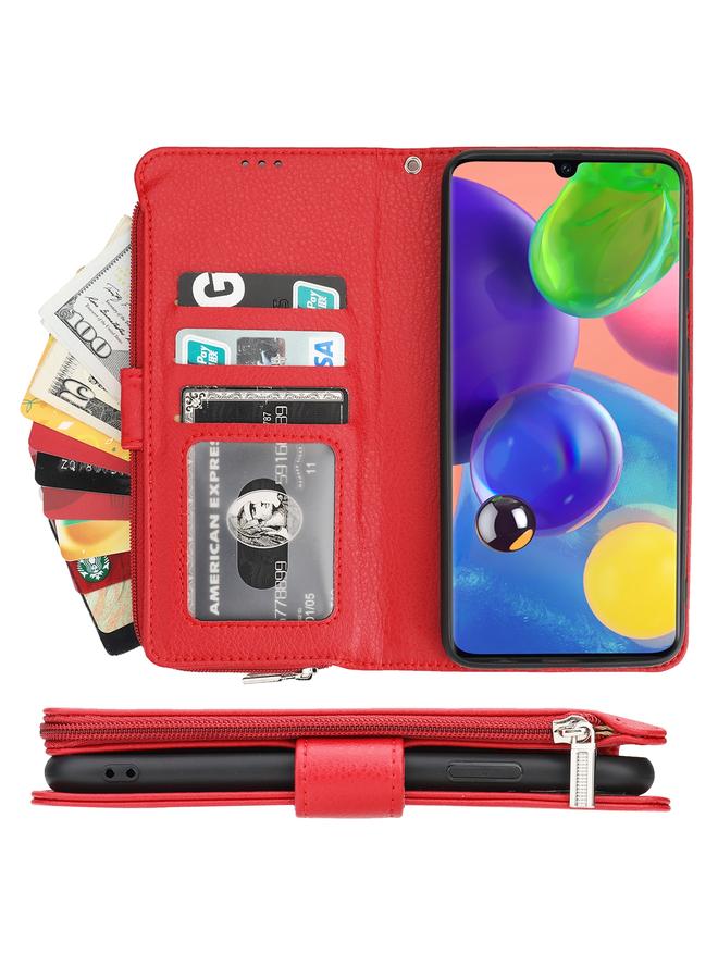 اس-توب جراب لهاتف Samsung Galaxy A70s مصنوع من الجلد بسحاب من الألياف الدقيقة مع إمكانية التقليب الأفقي - Image 4