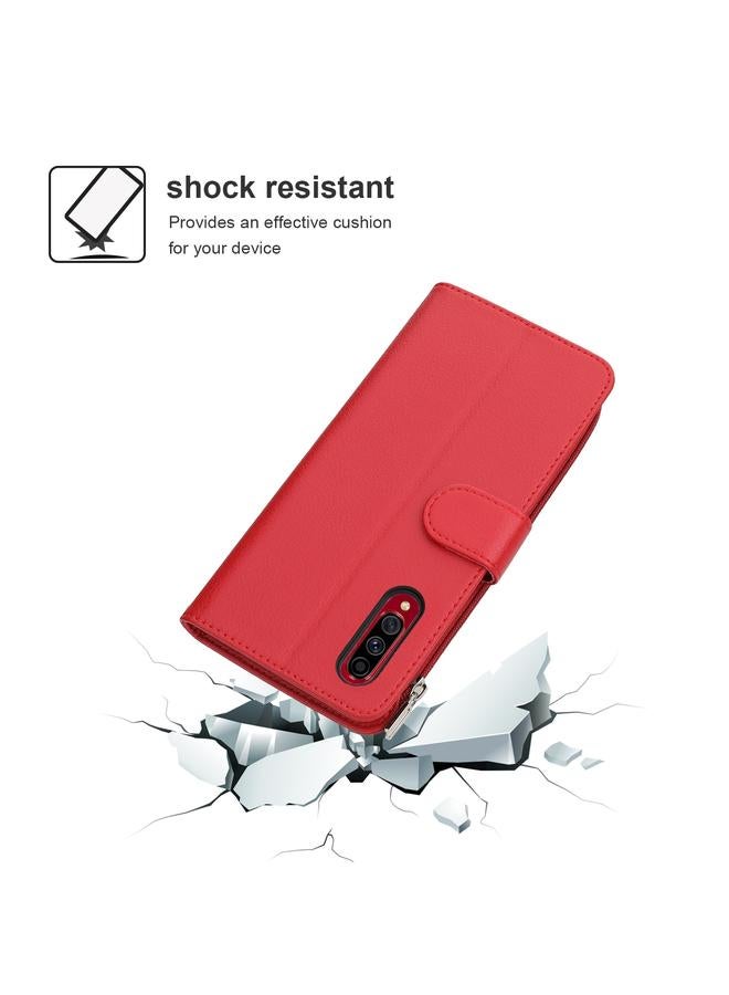 اس-توب جراب لهاتف Samsung Galaxy A70s مصنوع من الجلد بسحاب من الألياف الدقيقة مع إمكانية التقليب الأفقي - Image 3