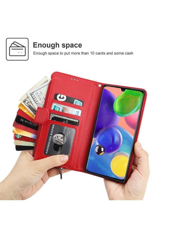 اس-توب جراب لهاتف Samsung Galaxy A70s مصنوع من الجلد بسحاب من الألياف الدقيقة مع إمكانية التقليب الأفقي - Image 5