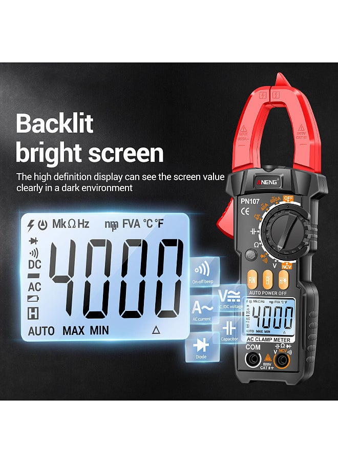 ANENG - Digital Clamp Meter CAT II 600V AC Voltage Multimeter Tester 4000 Counts Amp Voltage Tester Measures AC/DC Current AC Voltage Resistance Capacitor Diodes Electrican Tools - Image 1