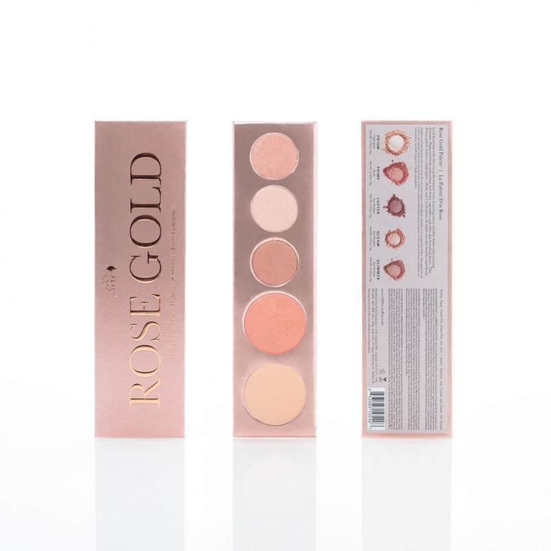 100 % Pure 100% PURE Rose Gold Makeup Palette All in One Compact 3 Eyeshadow, Blush, Face Highlighter, Fruit Pigmented Natural Warm Metallic Shimmer for All Skin Types - Vegan (Glowy Rose Gold Metallics) - Image 2