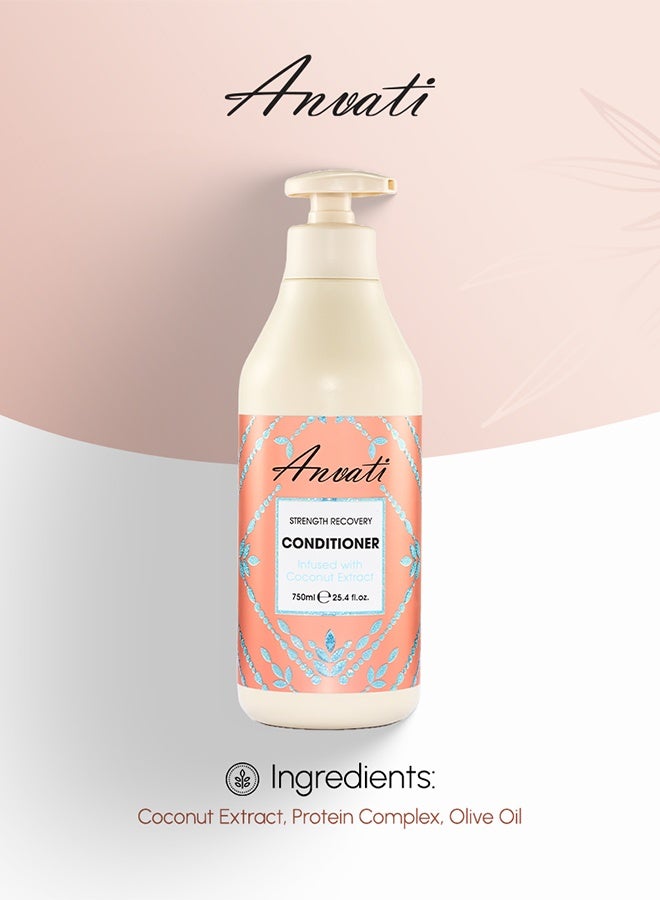 Anvati Strength Recovery Coconut Moisturizing Conditioner – Damaged Repairs Hair Conditioner for Dry, All Hair Types – 750ml - Image 5