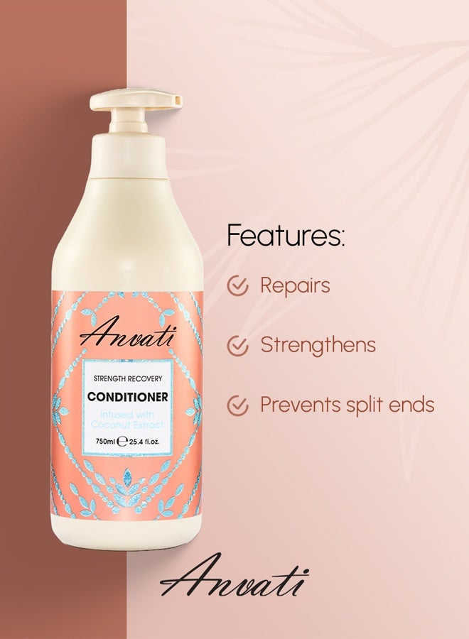 Anvati Strength Recovery Coconut Moisturizing Conditioner – Damaged Repairs Hair Conditioner for Dry, All Hair Types – 750ml - Image 4