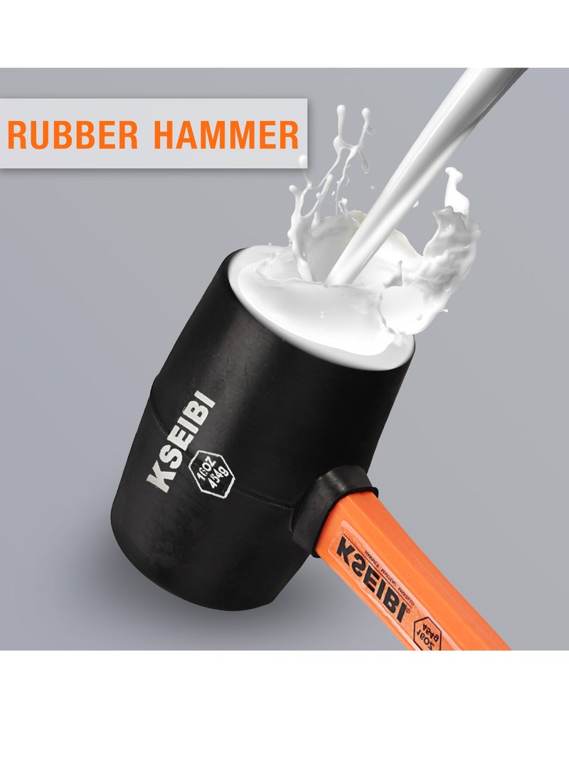 KSEIBI - Rubber Hammer Hard Black Head, 8oz Hammer with Ergonomic Grip Handle, Durable Eco-friendly Rubber Hammer Head for Camping, Flooring, Woodworking, Jewelry, Leather Work, Craft, Flooring Project, Upholstery. - Image 1