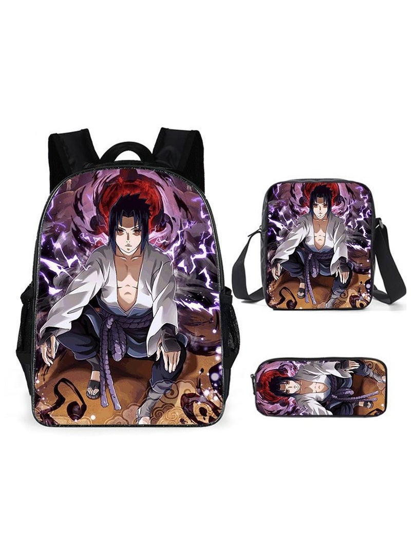 Naruto Cartoon Anime Student Backpack Three-Piece Set 29*42*16cm