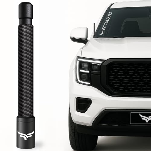 EcoAuto 5'' Universal Short Stubby Truck Antenna — Anti Theft & Carwash Safe — Truck Accessories for Ford, Dodge, GMC, Chevy, Jeep (2007+) - Ditch The Whip for Sleek Low-Profile Look (Carbon Fiber) - Image 1
