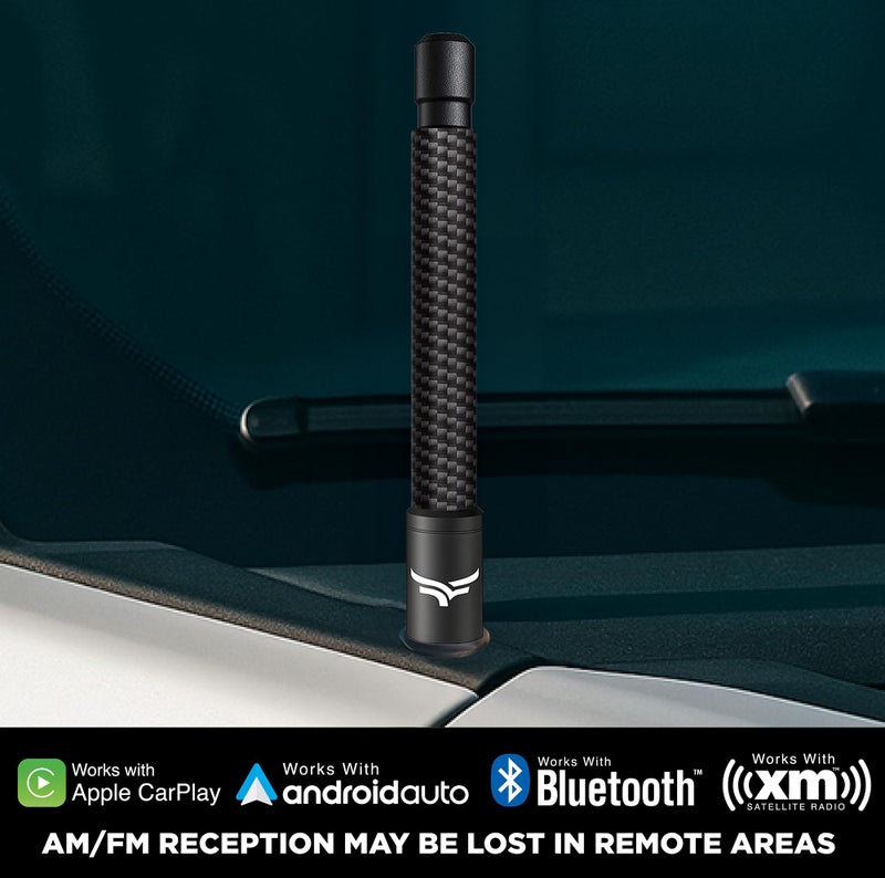 EcoAuto 5'' Universal Short Stubby Truck Antenna — Anti Theft & Carwash Safe — Truck Accessories for Ford, Dodge, GMC, Chevy, Jeep (2007+) - Ditch The Whip for Sleek Low-Profile Look (Carbon Fiber) - Image 2