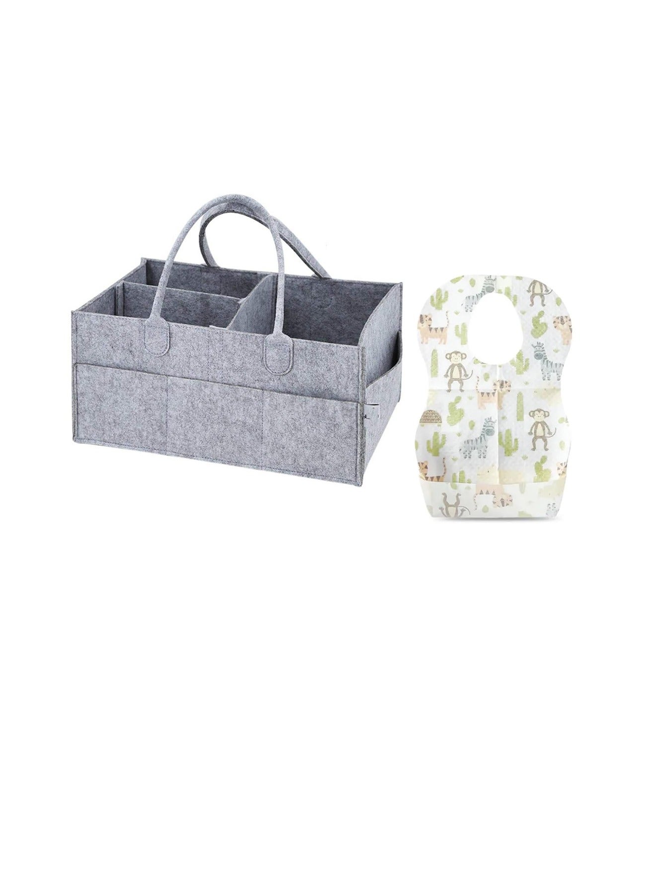 Star Babies (Disposable Bibs 50pcs with Diaper Bag Caddy) - Grey