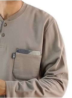 Jet Men Winter Pajama Set Long Sleeve &Carreau Bottom- Coffee  - Image 2