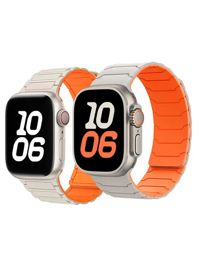 أحزمة ساعة مغناطيسية باللون الشوكولاتي مع الأسود لساعة Apple Watch S10 46 45 44 42 49 ملم للجنسين - Image 4