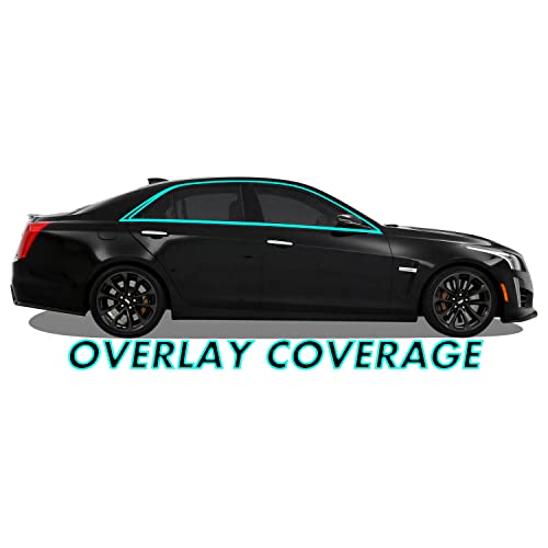 SlickMod، غلاف فينيل أسود لحذف الكروم لتقليم نوافذ كاديلاك CTS سيدان 2014-2019 (أسود لامع) - Image 2