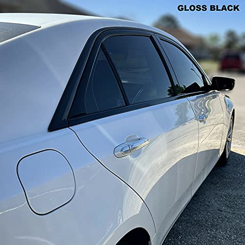SlickMod، غلاف فينيل أسود لحذف الكروم لتقليم نوافذ كاديلاك CTS سيدان 2014-2019 (أسود لامع) - Image 5