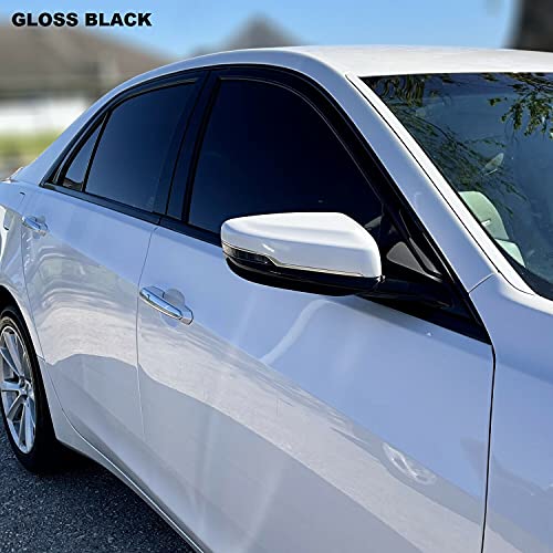SlickMod، غلاف فينيل أسود لحذف الكروم لتقليم نوافذ كاديلاك CTS سيدان 2014-2019 (أسود لامع) - Image 4