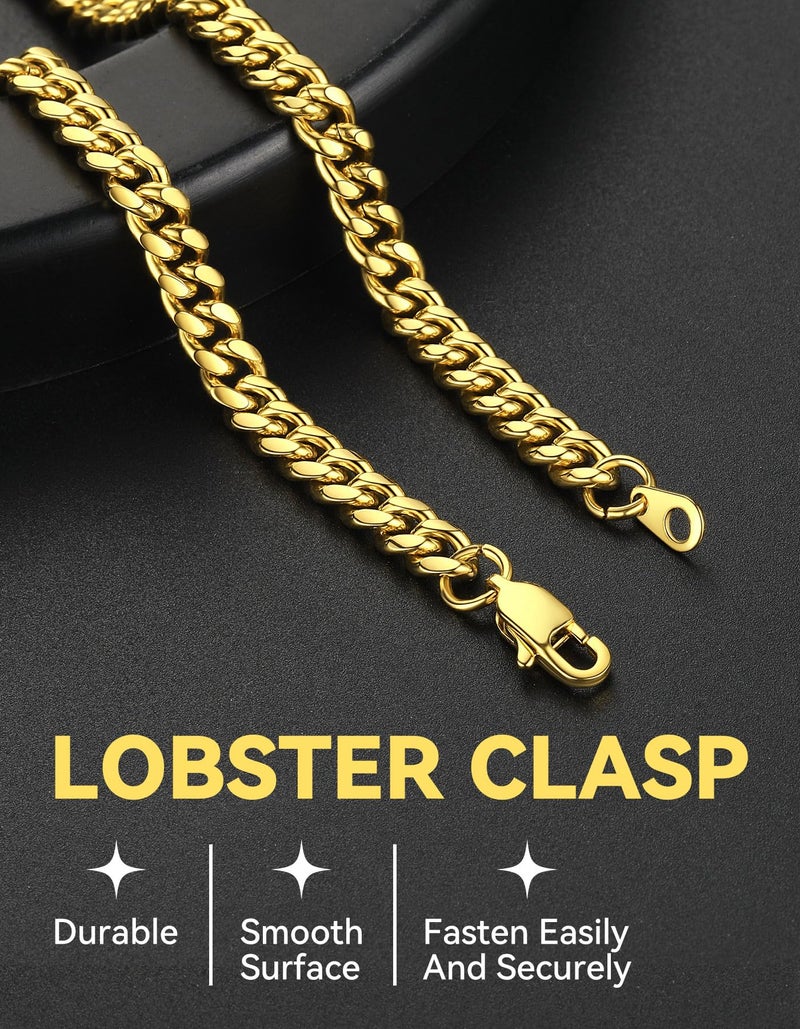 ChainsHouse Mens 14K Gold Chain Necklace Fashion Curb Cuban Link Chain Necklace Golden 6mm 22 inch - Image 4